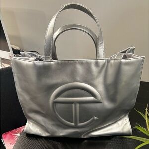 Silver medium Telfar Tote bag